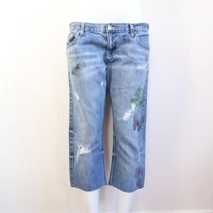 decree butterfly distressed capri jeans y2k
